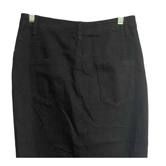 Black Happily Grey Womens Midi Denim Skirt Slit Front Size 7 Waist 27 - Picture 7 of 8